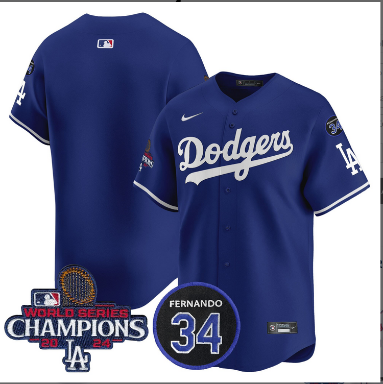 Men MLB Los Angeles Dodgers blank  blue 2024 World Series Champions Patch Limited Jersey->los angeles dodgers->MLB Jersey